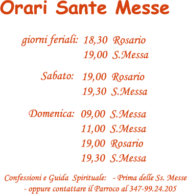 Orari Sante Messe